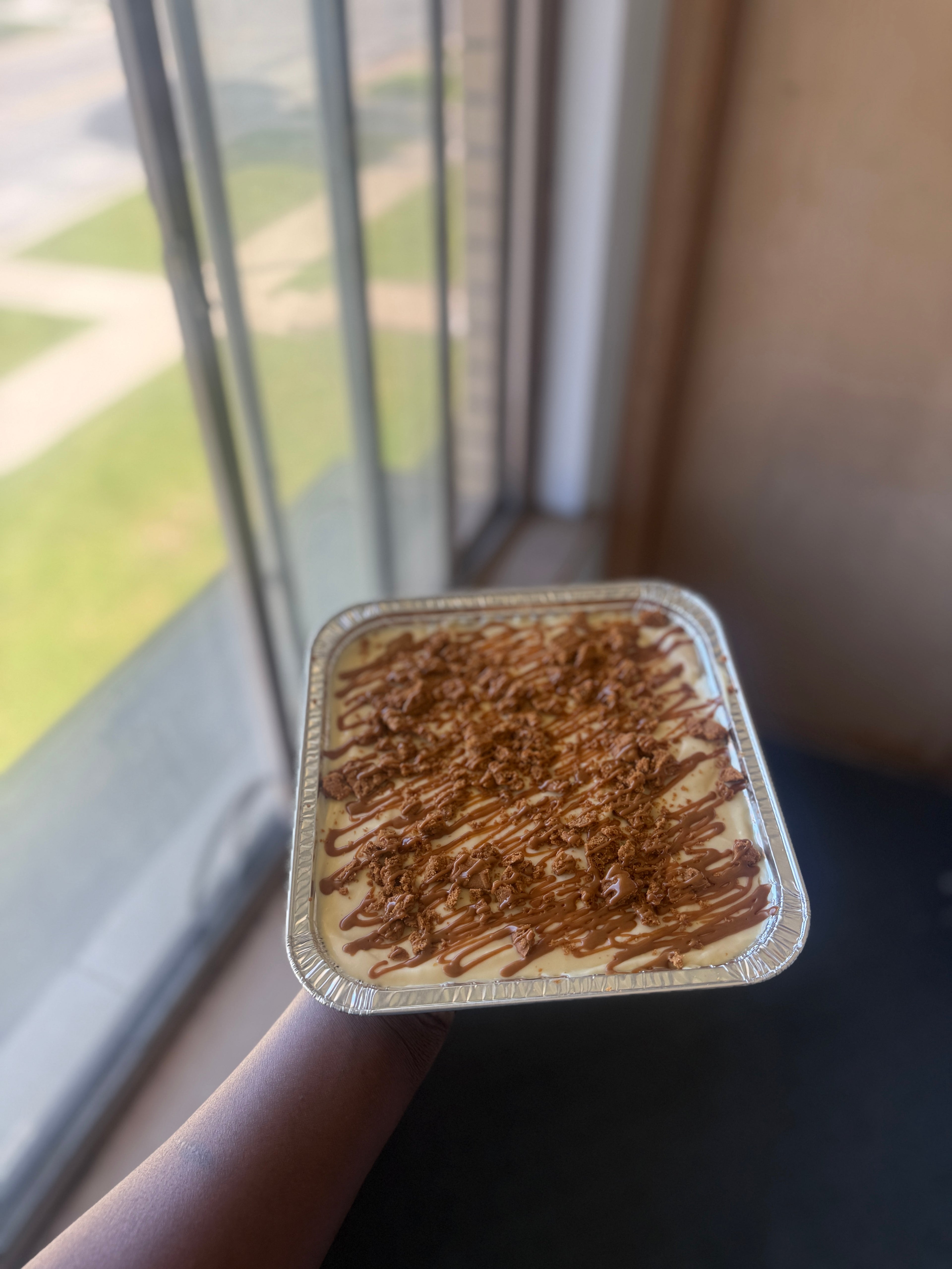 Biscoff pudding pan